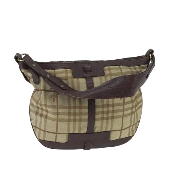 BURBERRY Nova Check Shoulder Bag Canvas Leather Beige Brown - Picture 1 of 16